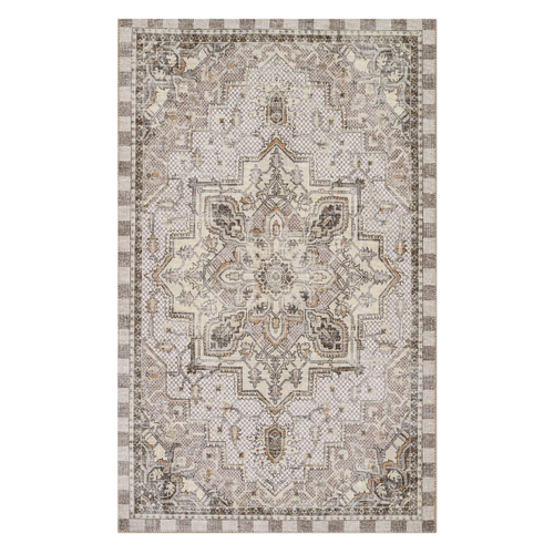 Heriz Checked Mocha 2' x 3' Washable Rug