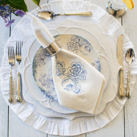 Giulietta Blue Large Napkin - CREAM (FRENCH BLUE)