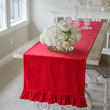Velvet Runner w/ Ruffle - Red