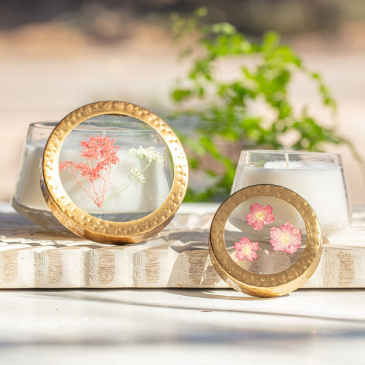 SPICY APPLE MEDIUM PRESSED FLORAL CANDLE