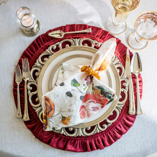 Fall Floral Watercolor Napkin - ITALIAN LINEN