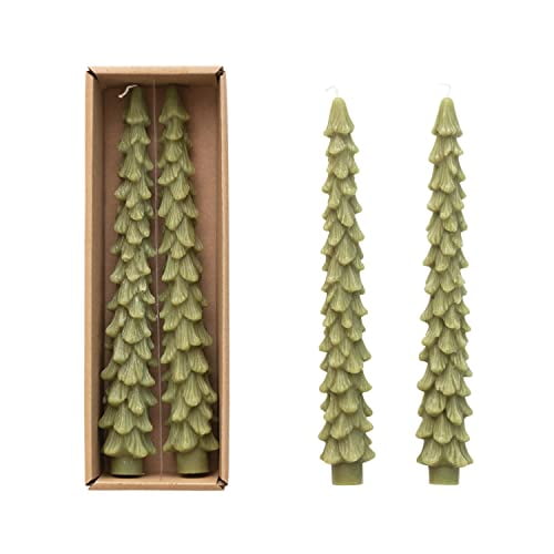 S/2 10"H Unscented Tree Shaped - Green
