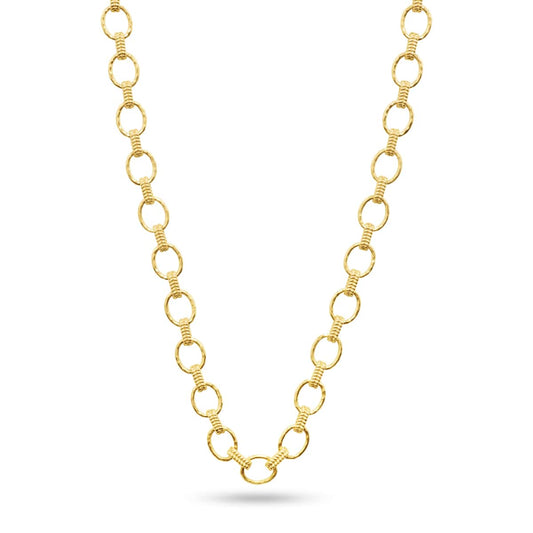 Cleopatra Small Link Necklace, 16+2" in Hammered Gold