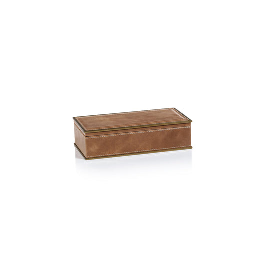 Ampezzo Leather Box with Brass Trim - Small