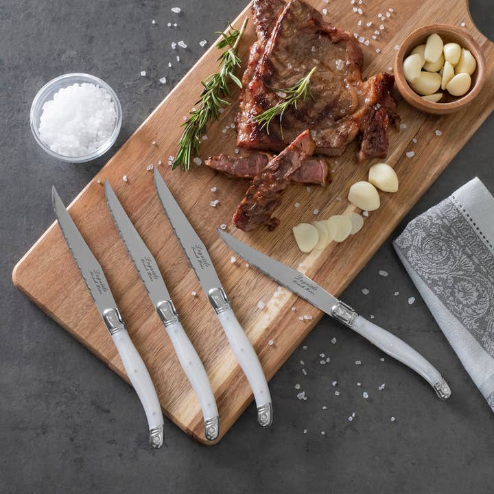 Laguiola Connoisseur Pearl White-steak knives set of 4