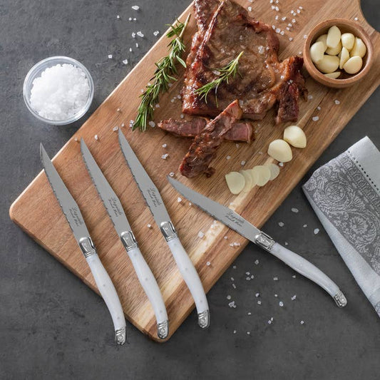 Laguiola Connoisseur Pearl White-steak knives set of 4