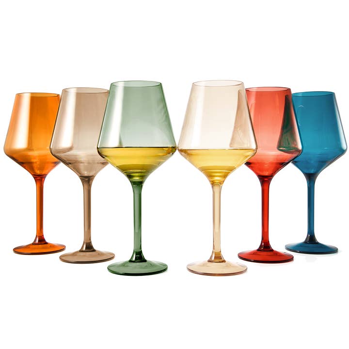 Pastel Unbreakable Acrylic Wine Glasses Set of 6