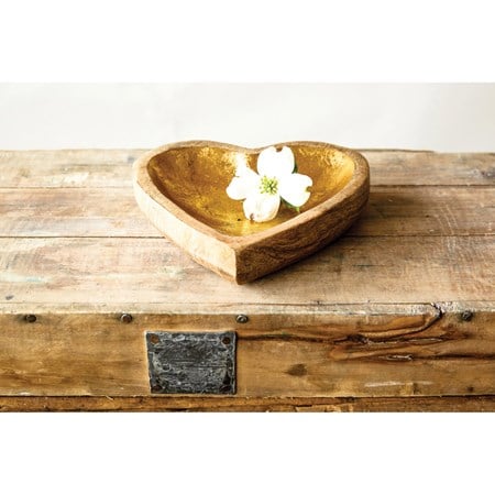 8"L x 7-1/2"W Mango Wood Heart