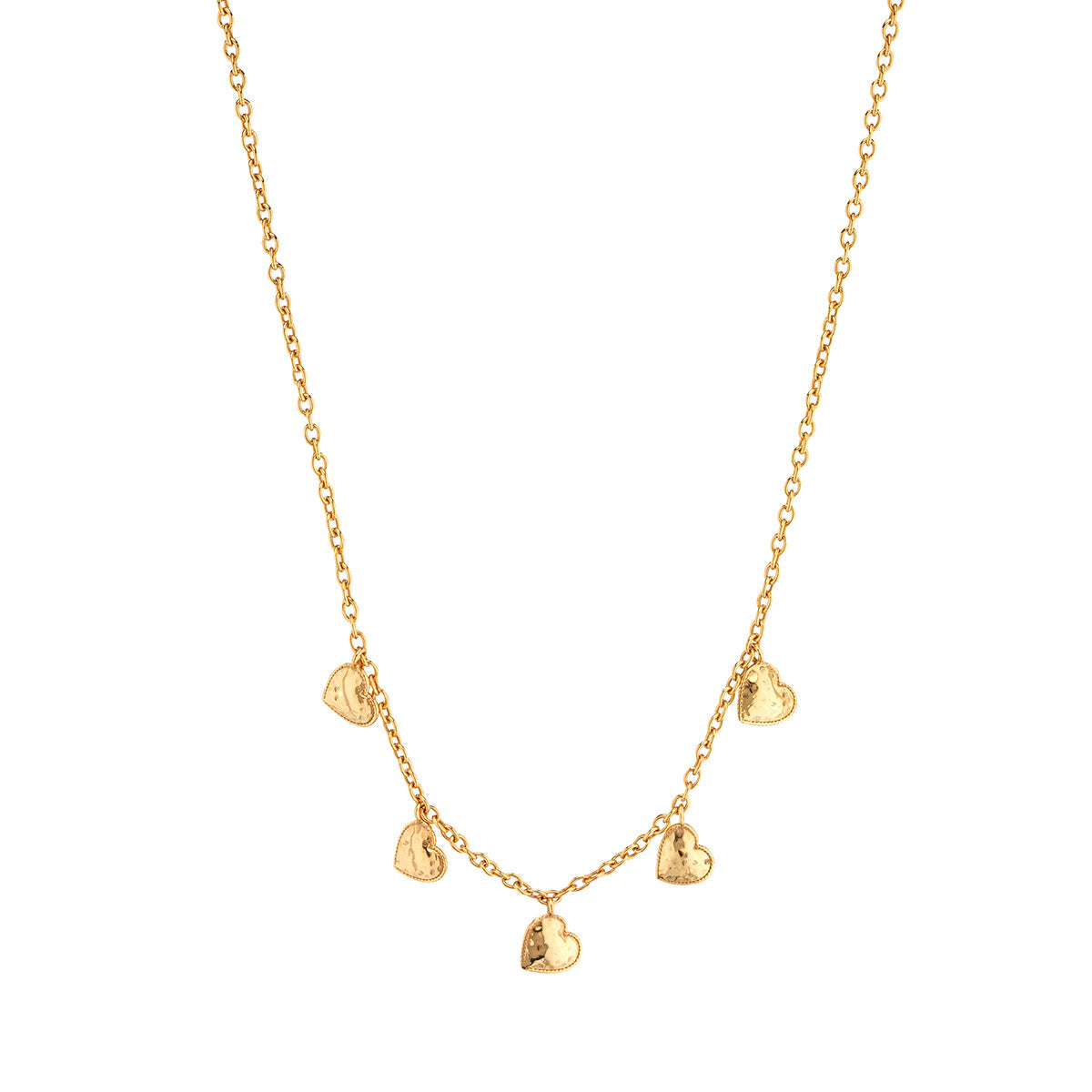 Love Heart Multi-Station Necklace, 16"+2" - Gold