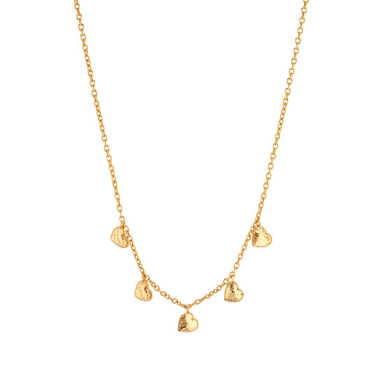 Love Heart Multi-Station Necklace, 16"+2" - Gold