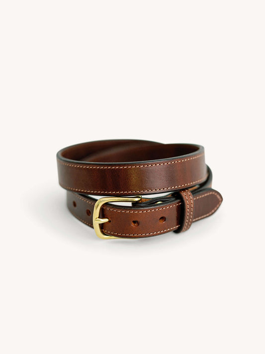 Stitched Traditional Belt  / Brown Bridle
