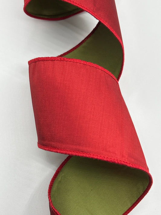 Taffeta double side, Red / Lime Green