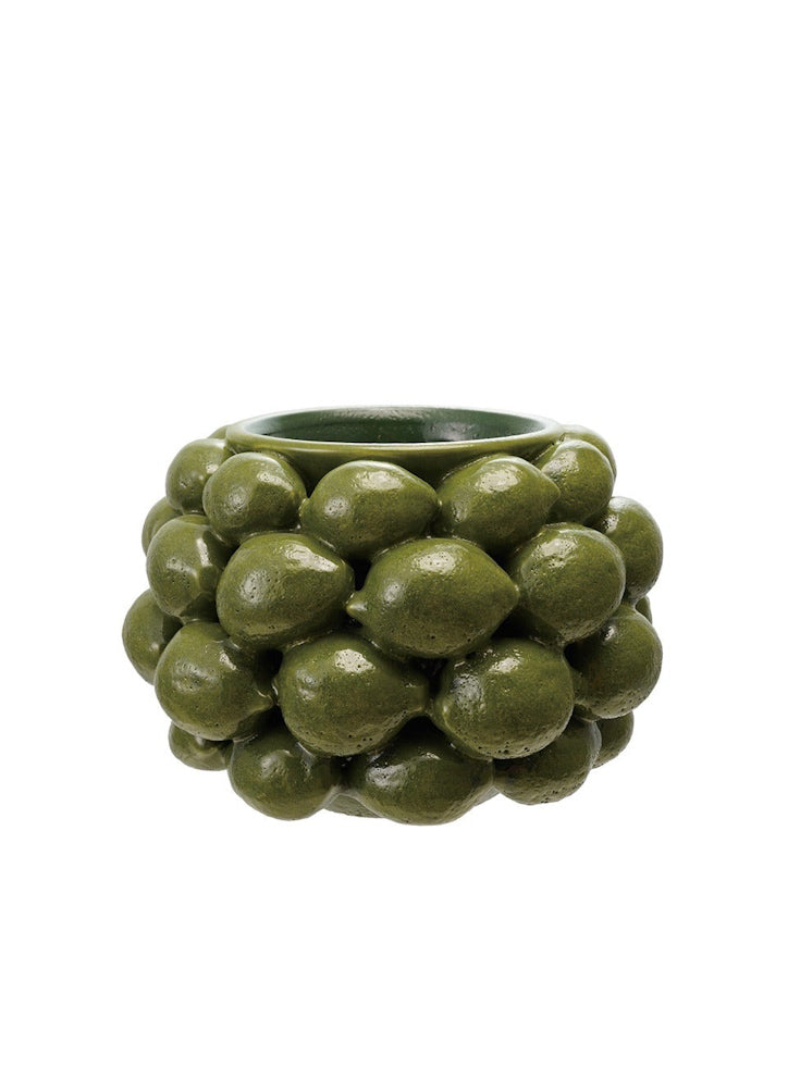 Stoneware Planter with 3D Limes