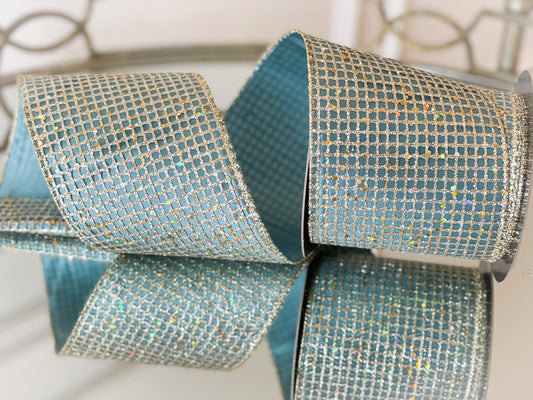 Taffeta Glitter Mesh platinum/celadon