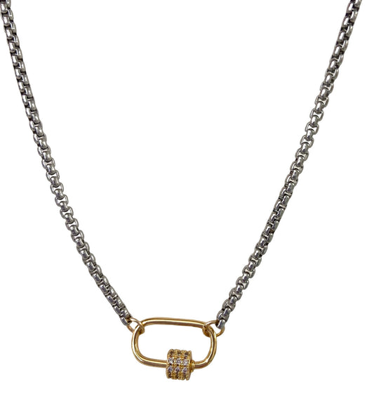 Mini Sparkle Lock - Mix Metal Carabiner Necklace