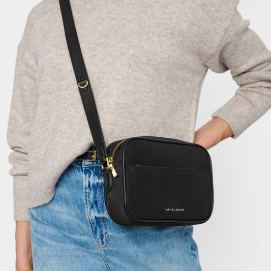 Nylon-Luxe Crossbody Bag - Black