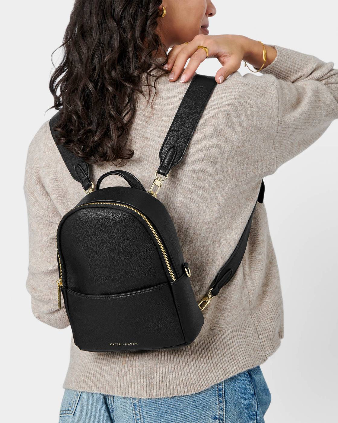 Mika Small Distressed Backpack - Black