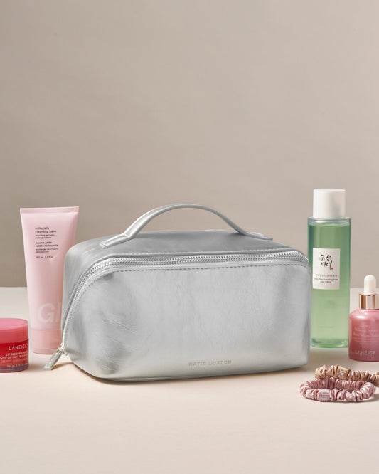 Medium Patent Crackle Makeup & Toiletry Bag