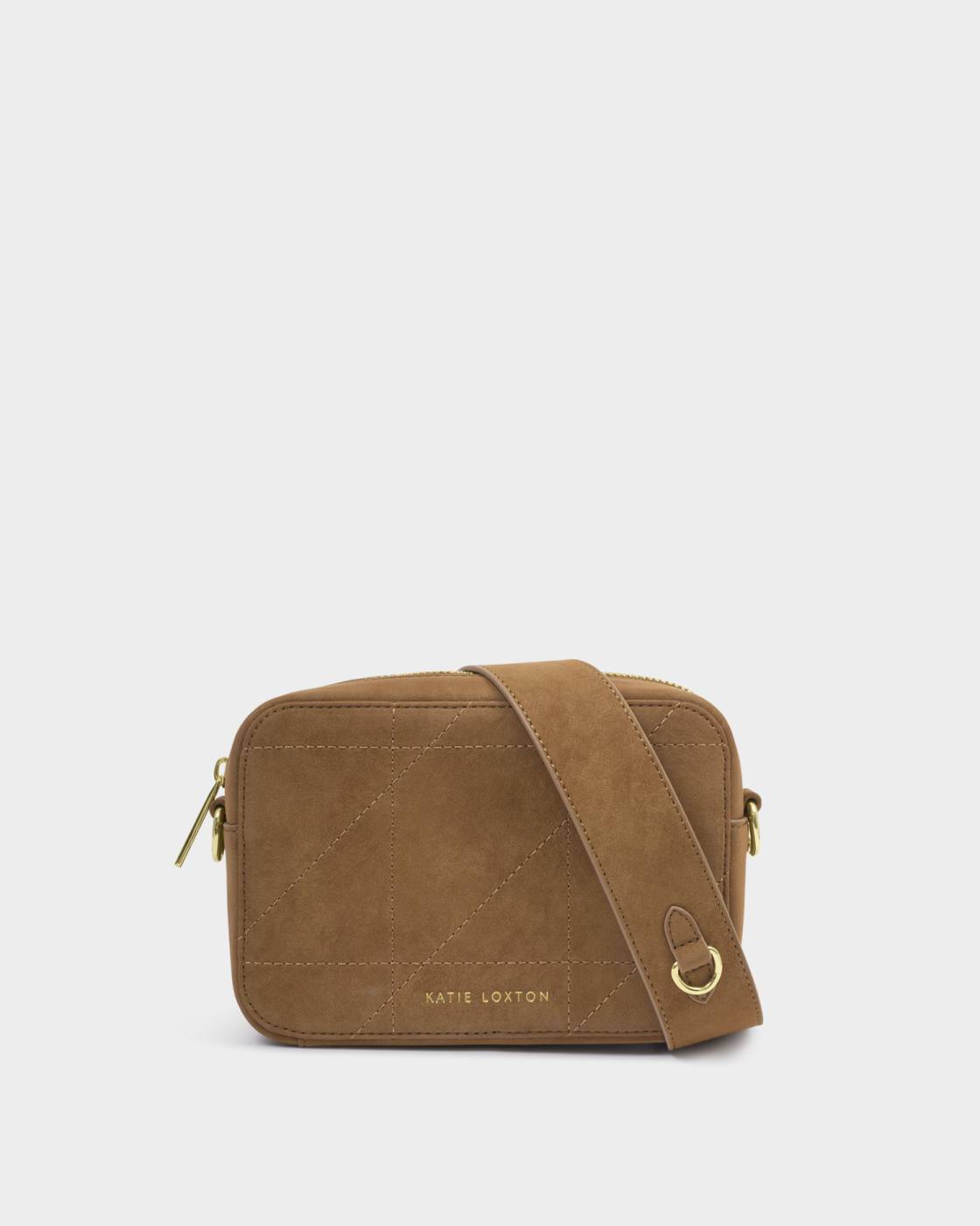 Avery Quilted Suedette Small Crossbody Bag - Caramel