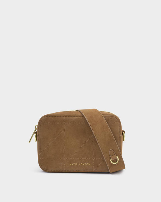 Avery Quilted Suedette Small Crossbody Bag - Caramel