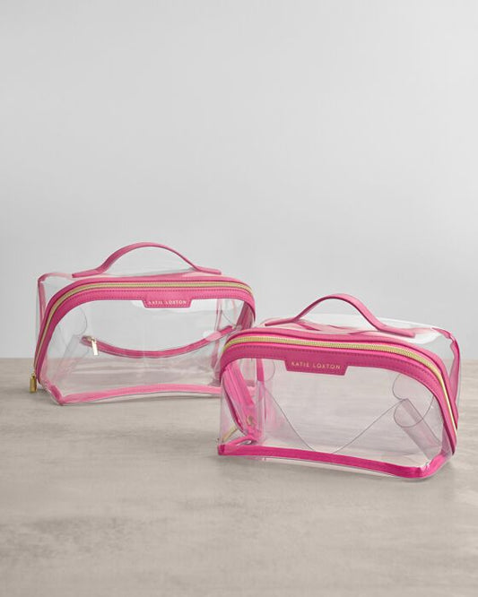 Clear Large Makeup & Toiletry Bag - Sugar Pink