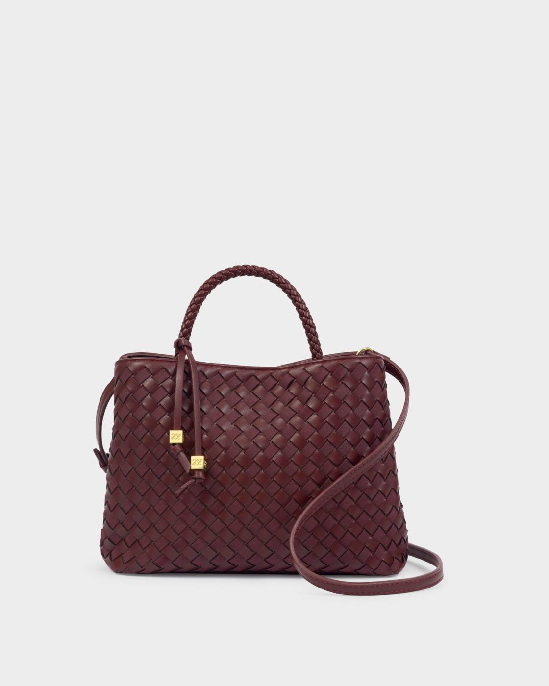 Nova Hand Woven Top Handle Bag - Cherry