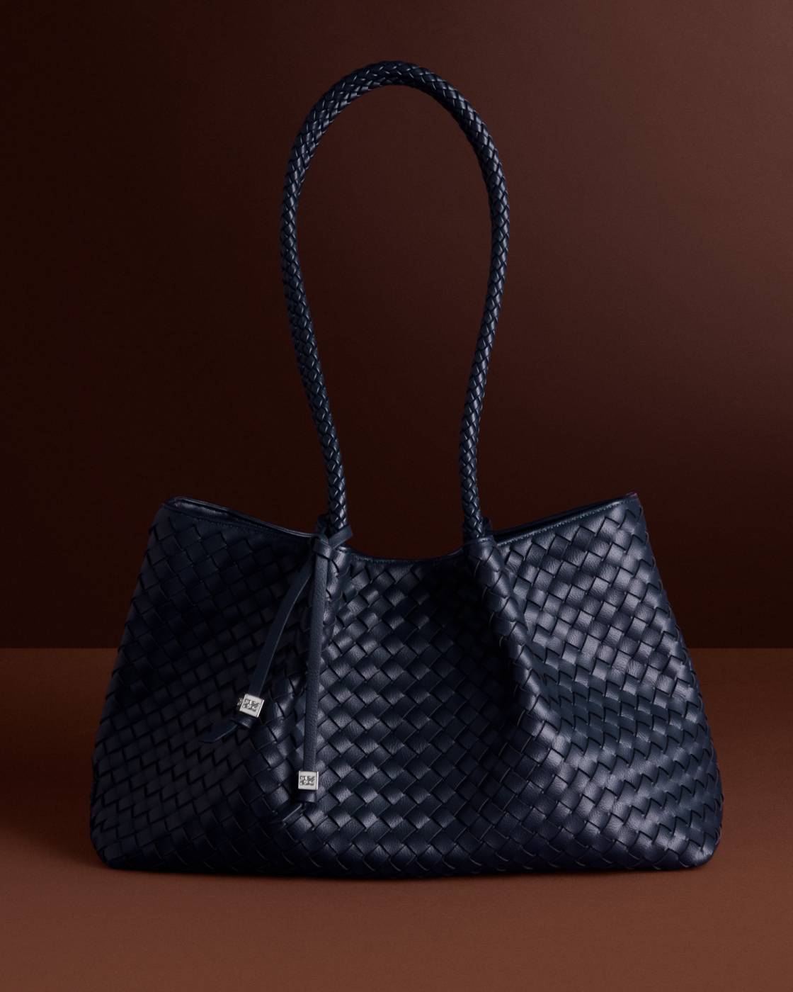 Nova Hand Woven Small Shoulder Tote - Navy