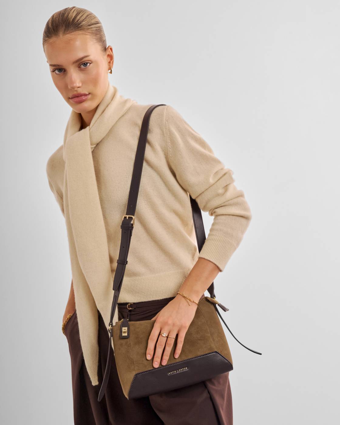 Charlbury Suedette Crossbody Bag - Caramel