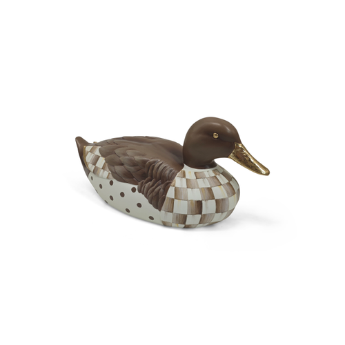 Mocha Check Mallard Duck Figurine