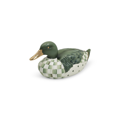 Sage Check Mallard Duck Figurine