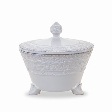 Renaissance White Footed Bowl with Lid