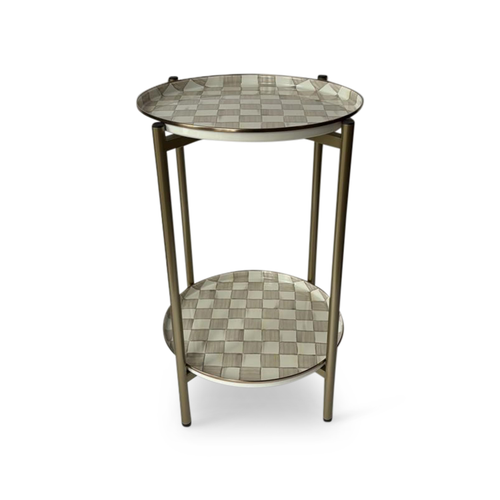 Mocha Check Enamel 2-tier Cocktail Table