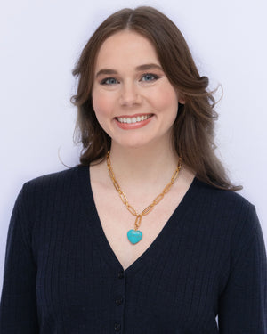 Monroe Heart Necklace - Green Jade